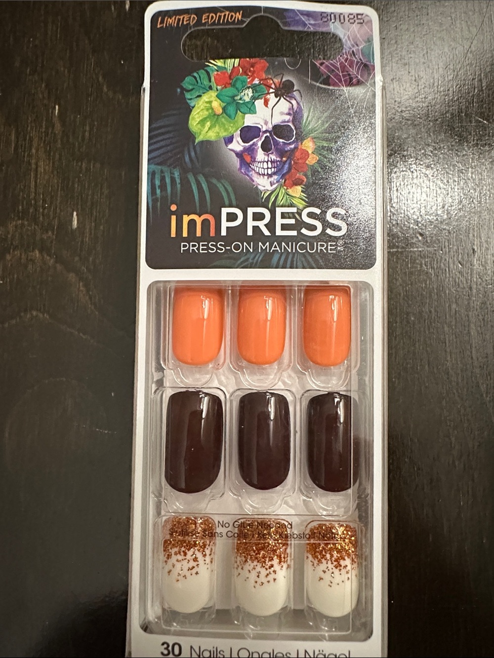 imPRESS Orange, Brown & White Glitter Accent Press-On Nails